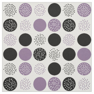 Modern Circles Dots White Black Plum Fabric