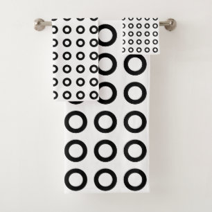 Modern Circles in Black & White Bath Towel Set