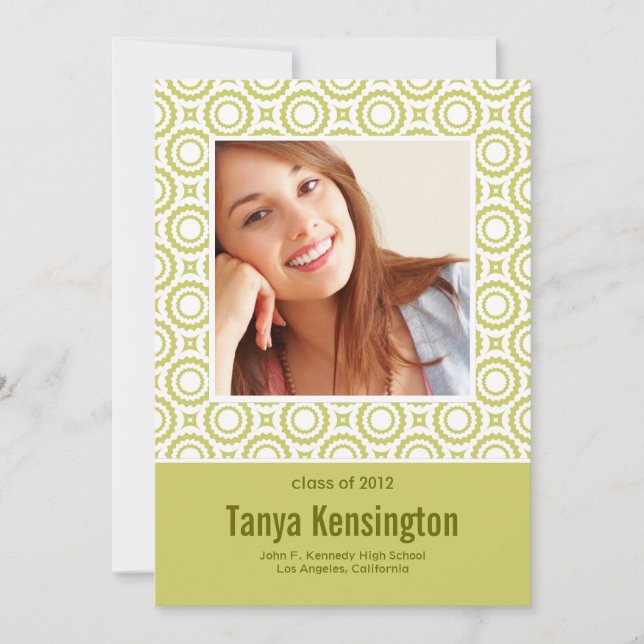 Modern Circles in Lime Green Graduation Announcement (Front)