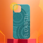 Modern Circular Dot Geometric Pattern Large Name Case-Mate iPhone 14 Case<br><div class="desc">A zen and whimsical, hipster piece of art. You can add a name, monogram or other custom text. A modern, geometric dot pattern with a boho vibe. The individual dots are in a circular pattern. To change the colour: click on the customise or advanced design area, and choose a colour...</div>