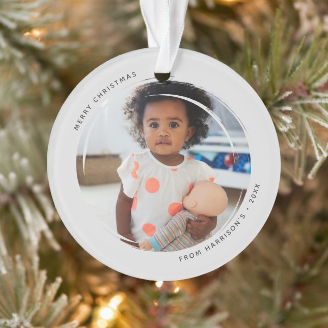 Modern Circular Grunge 2 Photos Acrylic Ornament (Tree)