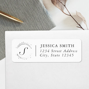 Modern Circular Monogram Custom Return Address Label