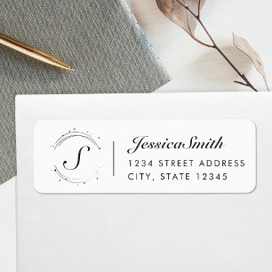 Modern Circular Script Monogram Return Address Return Address Label