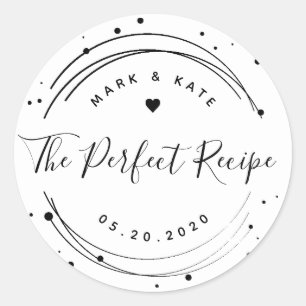 Modern Circular The Perfect Recipe Wedding Favour Classic Round Sticker