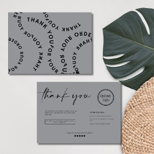 Modern Circular Typography Grey thank you Business Card