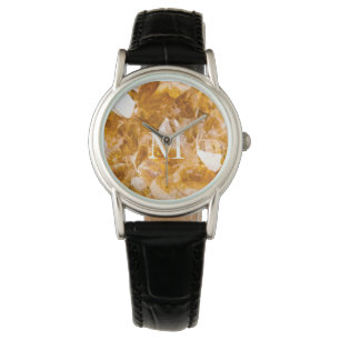 Modern Citrine Birthstone Monogram Personalised Watch