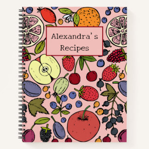 Modern Citrus and fruits Watercolor Pink Burgundy Notebook