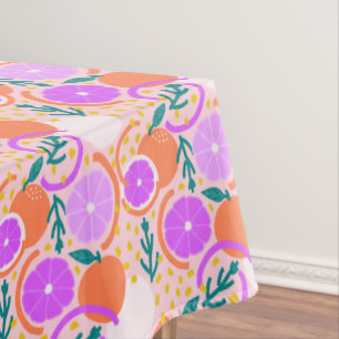 Modern Citrus Fruit Confetti Summer Pink Lemonade Tablecloth