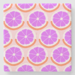 Modern Citrus Slice Pink Lemonade Stone Coaster