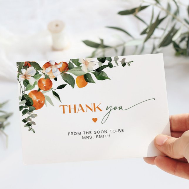 Modern citrus theme bridal shower thank you card (Creator Uploaded)