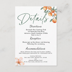 Modern Citrus-Themed Wedding Details Card