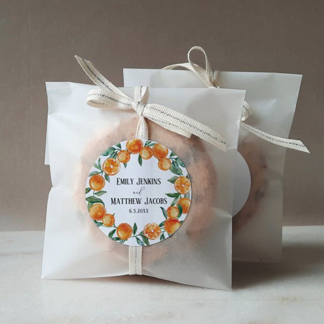 Modern Citrus-Themed Wedding Favour Stickers (Creator Uploaded)