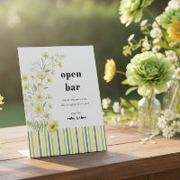 Modern Citrus Wildflower Stripe Wedding Open Bar