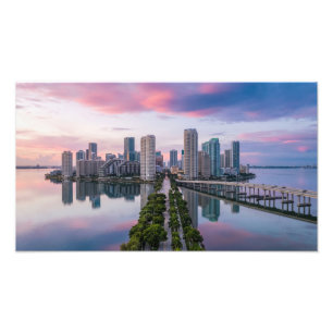 Modern City Bridge Over Sea At Dusk Photo Enlargem Print