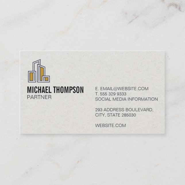 Modern City Building Logo Business Card (Back)