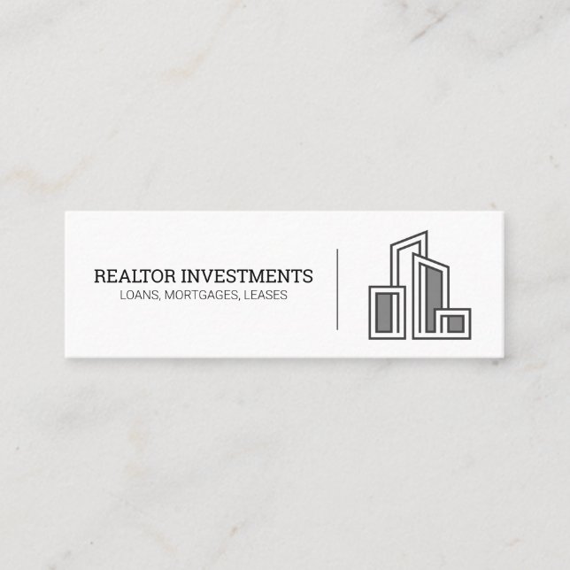 Modern City Building Logo | Realtor Investor Mini Business Card (Front)