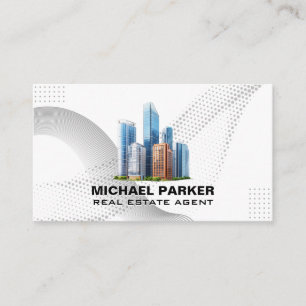 Modern City Buildings   Commercial Real Estate Business Card