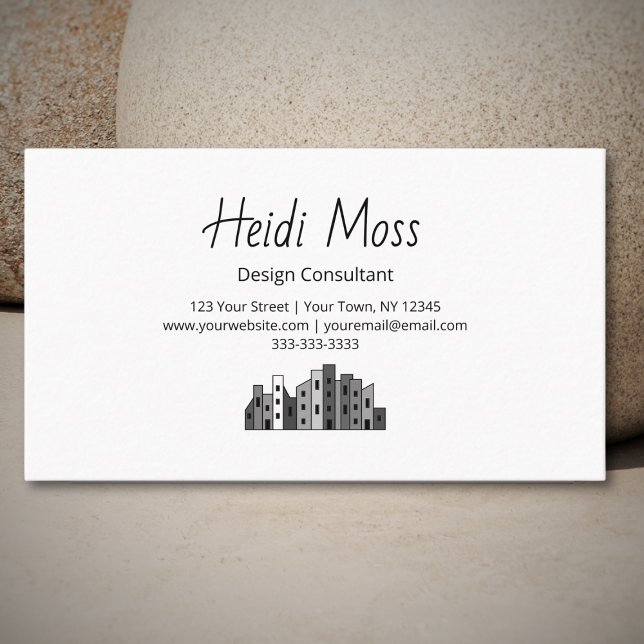 Modern City Skyline Interior Design Consultant  Business Card (Creator Uploaded)