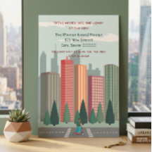 Modern City Skyline Moving Announcement Card 