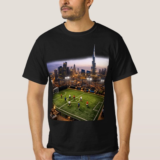 Modern City Skyline Night Lights Graphic T-Shirt (Front)