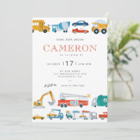 Modern City Transportation birthday Party Invite