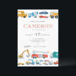 Modern City Transportation birthday Party Invite<br><div class="desc">Our colourful Transportation Themed invitation is perfect for any little guy! The text is fully customisable. You can change colours and styles of fonts.</div>