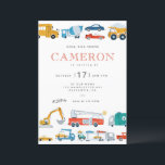 Modern City Transportation birthday Party Invite<br><div class="desc">Our colourful Transportation Themed invitation is perfect for any little guy! The text is fully customisable. You can change colours and styles of fonts.</div>