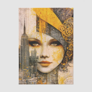 Modern City Woman Mixed Media Style FS8L Decoupage Tissue Paper