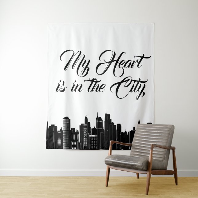 Modern Cityscape My Heart is in the City Tapestry (In Situ)