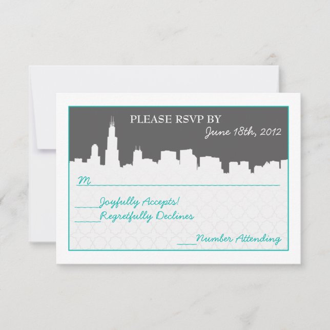 Modern Cityscape RSVP Reception cards (Front)