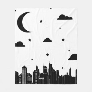 Modern Cityscape & Starry Night Sky Fleece Blanket