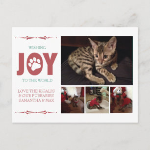 Modern Claret Red Pet Photo Holiday Postcard