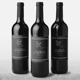 Modern Class Black Thank You Wine Label