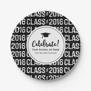 Modern Class of 2016 Graduation School Name Custom Paper Plate