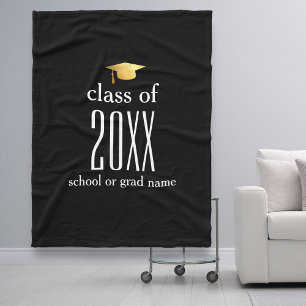 Modern Class of 2019 Graduation Cap Custom Colour Fleece Blanket