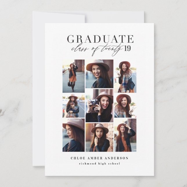 Modern class of 2019 photo graduation announcement (Front)