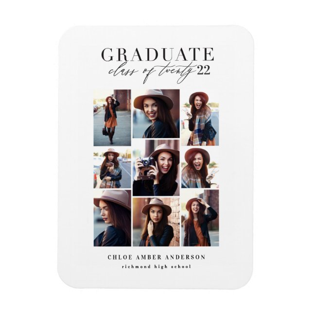 Modern class of 2019 photo graduation announcement magnet (Vertical)