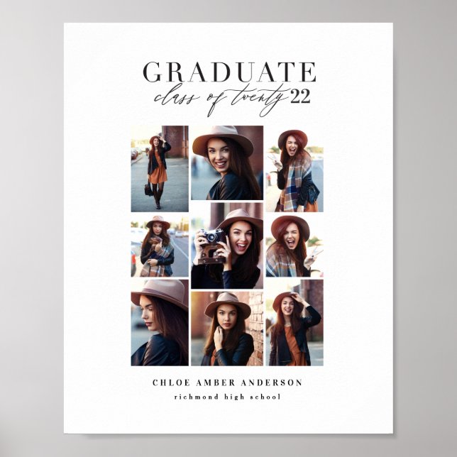 Modern class of 2019 photo graduation announcement poster (Front)