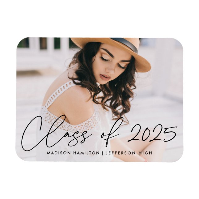 Modern Class of 2023 Black Script Graduation Magnet (Horizontal)