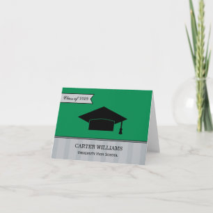 Modern Class of 2024 Green Custom Graduation Thank You Card