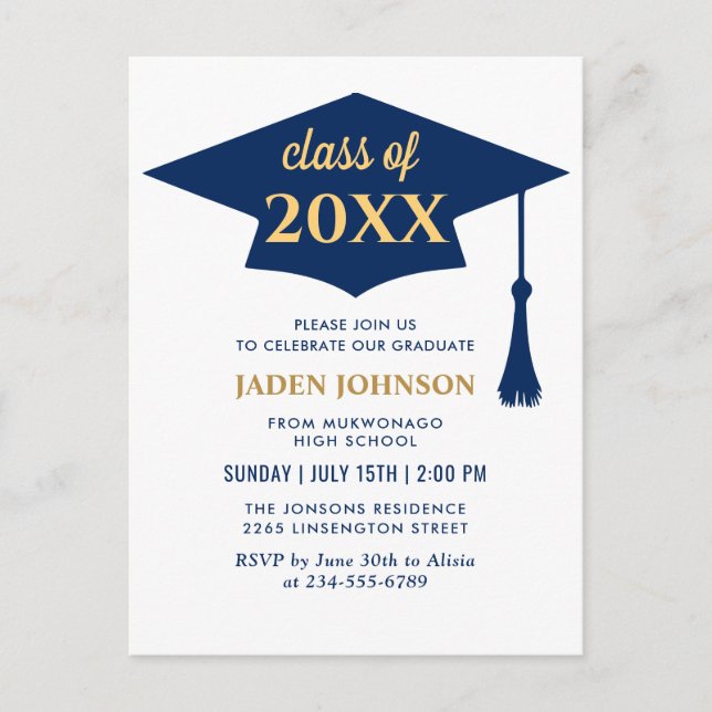 Modern class of 2024 PHOTO Graduation Party Holiday Postcard (Front)