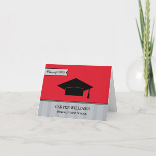 Modern Class of 2024 Red Custom Graduation Thank You Card