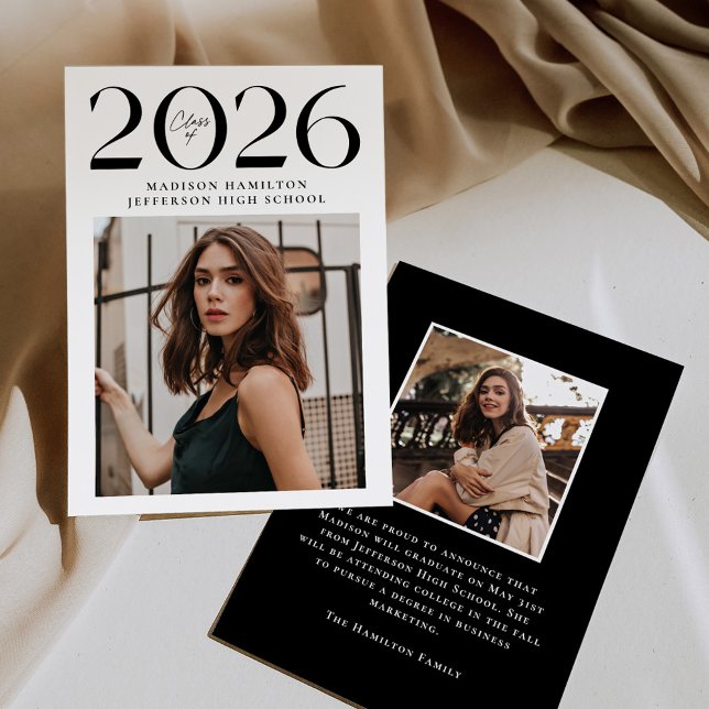 Modern Class of 2025 2 Photo Graduation Announcement (Creator Uploaded)