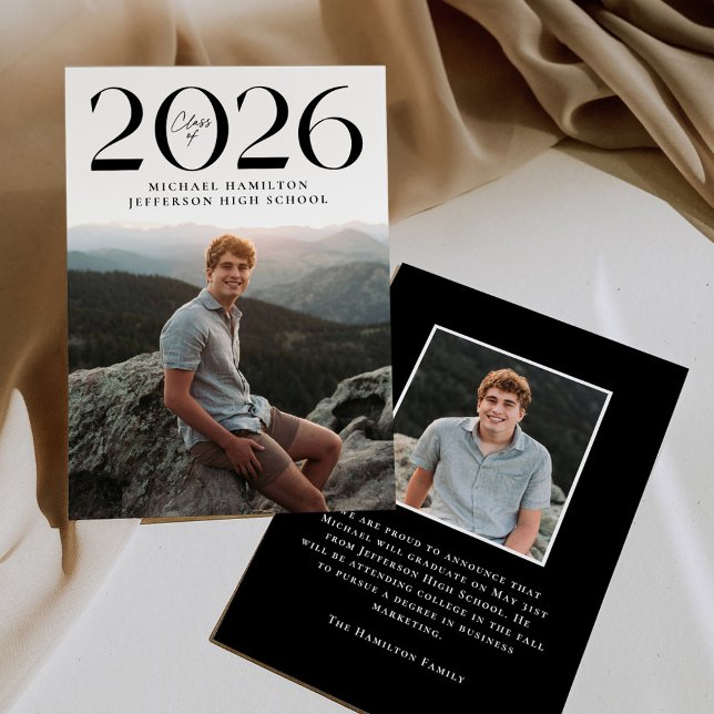 Modern Class of 2025 2 Photo Graduation Announcement (Creator Uploaded)