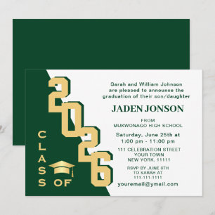 Modern Class of 2025 Golden Green Graduation Party Invitation
