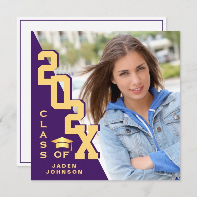 Modern Class of 2025 Grad PHOTO Graduation Party Invitation (Front/Back)