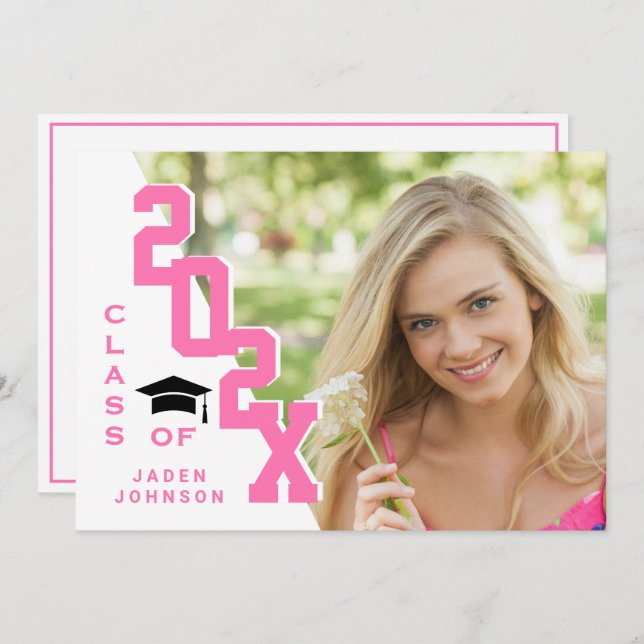 Modern Class of 2025 Grad PHOTO Graduation Party Invitation (Front/Back)