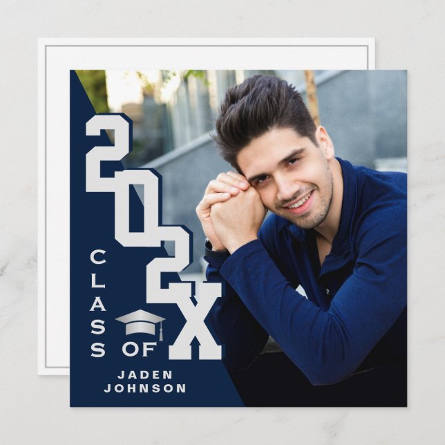 Modern Class of 2025 Grad PHOTO Graduation Party Invitation (Front/Back)