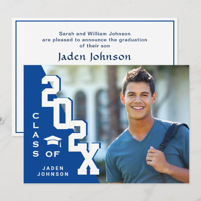 Modern Class of 2025 Grad PHOTO Graduation Party Invitation (Front/Back)