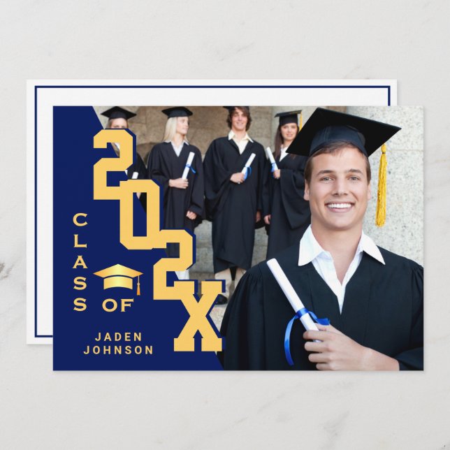 Modern Class of 2025 Grad PHOTO Graduation Party Invitation (Front/Back)